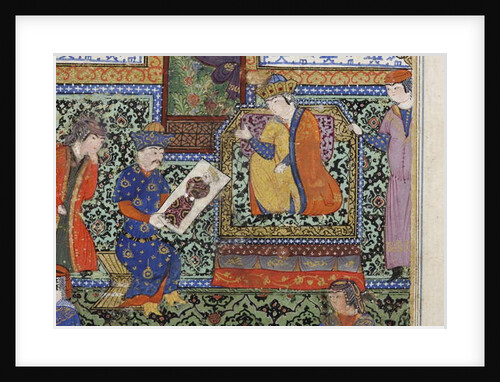 Nushabeh receives the portrait of Eskandar, c.1475 by Persian School