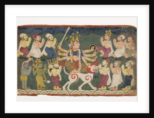 Mahalakshmi riding her lion by Nepalese School