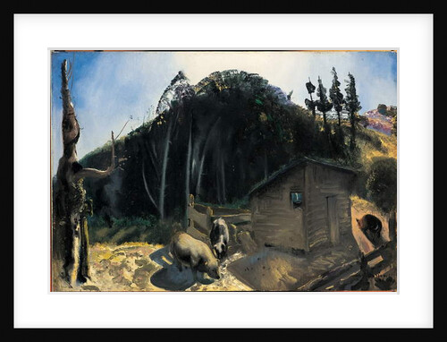 Three Pigs and a Mountain, c.1922 by George Wesley Bellows