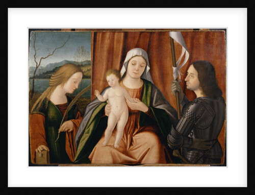 Madonna and Child with Saints Catherine of Alexandria and either George or Liberale by Vittore (attr.to) Carpaccio
