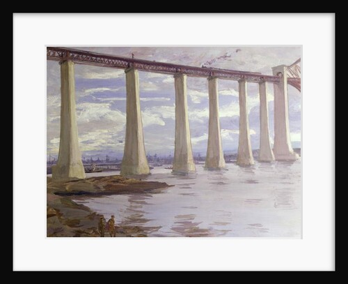 The Piers, Forth Bridge with the Grand Fleet in the Distance, 1917 by John Lavery