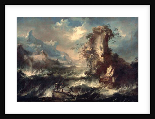 Italian Seascape with Rocks and Figures by Marco Ricci