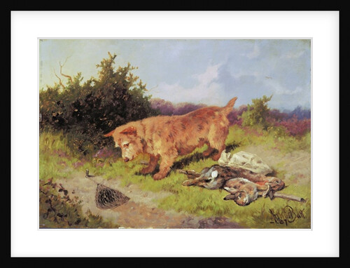 Terrier Watching a Rabbit Trap, 1887 by Arthur Batt