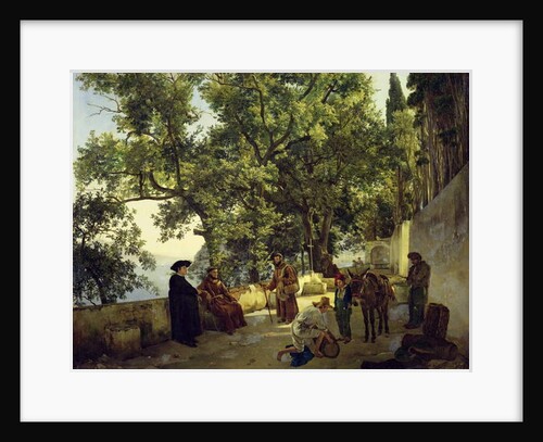 Verandah beside the Sea Shore, Cappucin Monks in the Suburbs of Sorrento, 1827 by Sylvester F. Shedrin