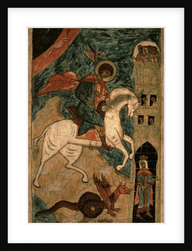 St. George and the Dragon, Russian icon from Vologda, 15th century by School Russian
