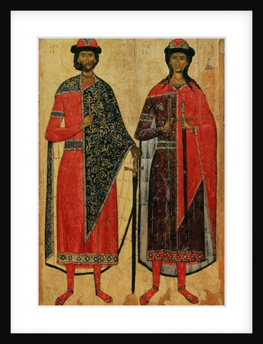 St. Boris and St. Gleb, Russian icon, Moscow School, 14th century by School Russian