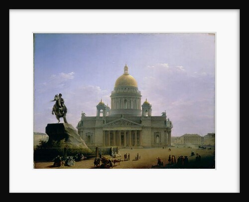 St. Isaac's Cathedral with a Statue of Peter the Great, 1844 by Maksim Nikiforovich Vorobiev