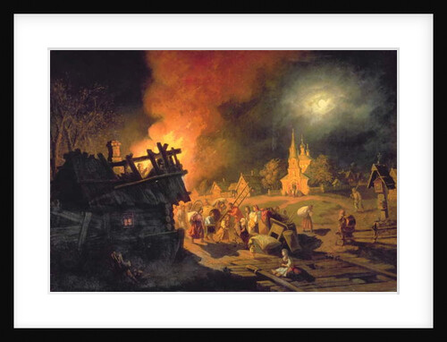 Fire in the Village by Leonid Ivanovich Solomatkin