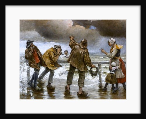 Villagers on the Jetty during a Rainstorm by Norbert Goeneutte
