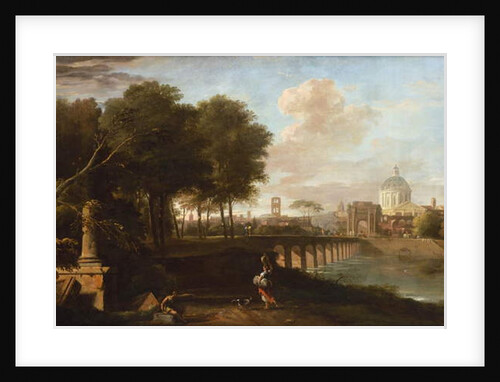 Classical Landscape, with Wren’s dome of King Charles Court, Greenwich Hospital, c.1710 by Marco Ricci