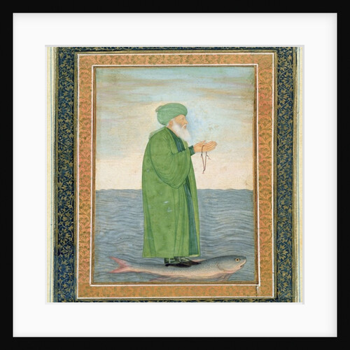 Khawa Khizir Khan riding on a fish by Mughal School