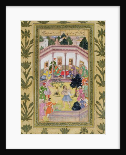Disturbance by a madman at a social gathering by Mughal School