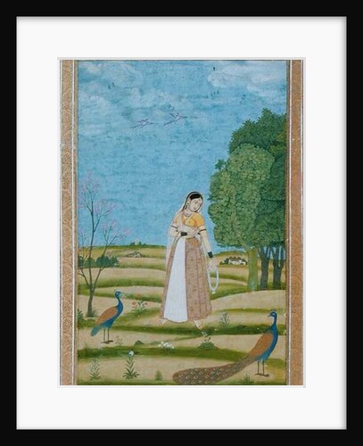 Lady with peacocks by Mughal School