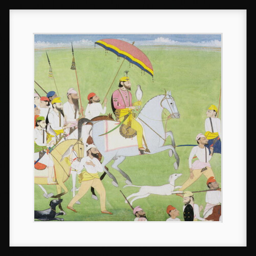 Rajah Dhian Singh hunting with companions, c.1834-40 by Indian School