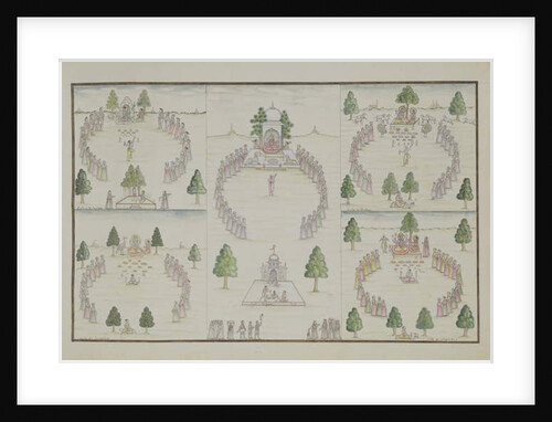 Five Hindu Cults: Shiva, Krishna, Vishnu, Brahma and Mother Goddess from 'The Gentil Album', published in 1774 by French School