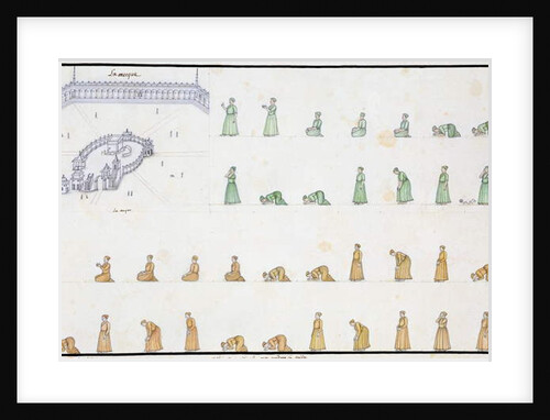 Different positions of the Body during Prayer from 'The Gentil Album', published in 1774 by French School