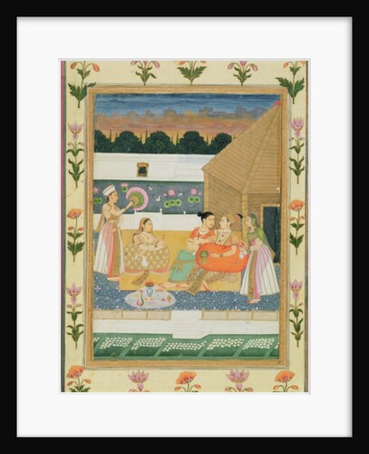 Couple on a terrace at sunset by School Mughal