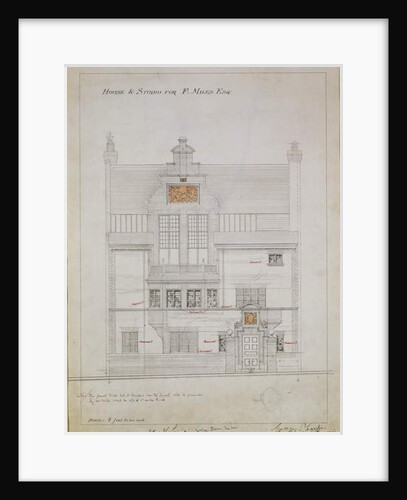 Working drawing for House and Studio for F. Miles Esq, Tite Street, Chelsea, 1878-79 by Edward William Godwin