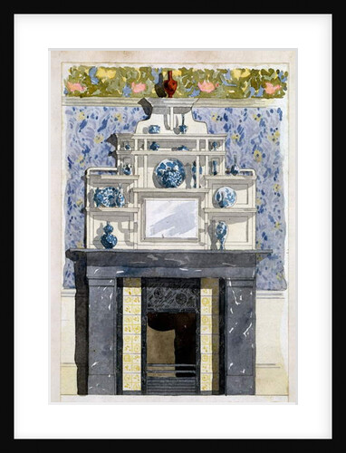 Fireplace with mirror and display shelves in the Aesthetic style, c.1870s by Thomas Jeckyll