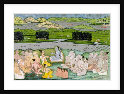 Shri Sukdevji preaching to a concourse of Sadhus, Rajasthan, c.1757 by Indian School