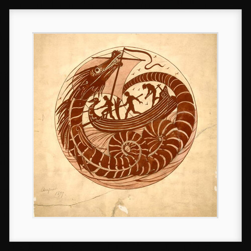 Design for a Dish using a Sea Dragon and Boat, 1879 by William De Morgan