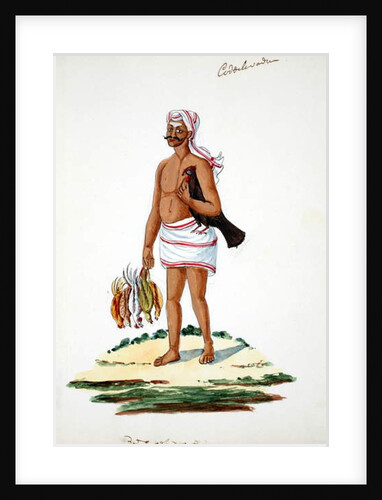 Farmer with chickens by Indian School