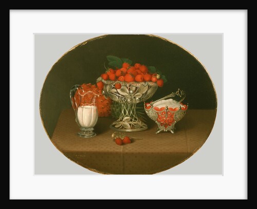 Still life with strawberries, 1863 by Hannah Brown Skeele
