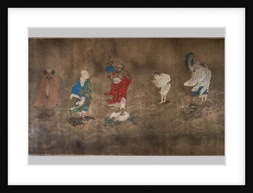 Eighteen arhat crossing the sea. China, Ming Dynasty, 15th. Horizontal roll, ink and colours on silk. by Chinese School