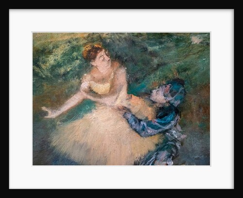Harlequin and Colombine. Around 1895. Oil on wood. by Edgar Degas