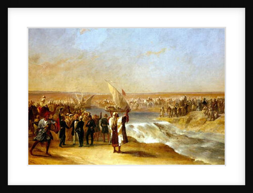 Cutting through the final section of basin in the Suez plain by His Excellency Ali Pascha on 15th August 1869 by Unknown Artist