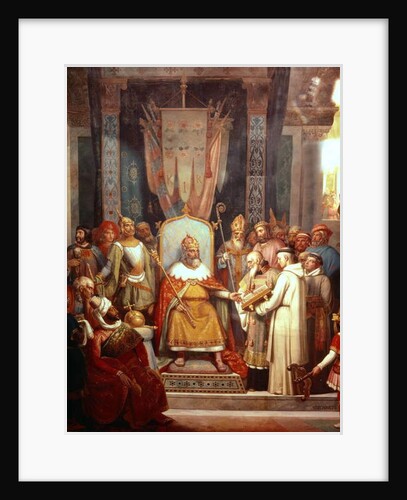French king Charlemagne with Alcuin by French School