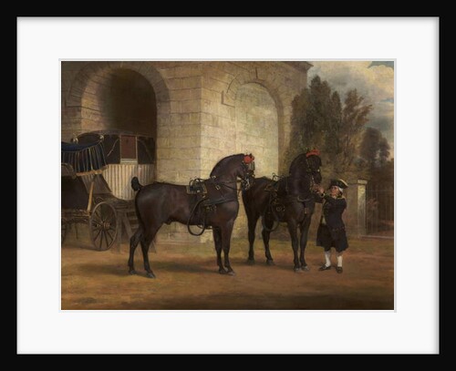 Two Black Coach Horses with a Coachman, 1791 by George Garrard