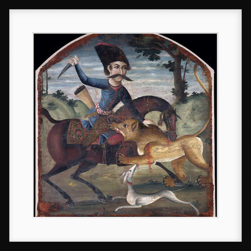 Hunter on horseback attacked by a lion, mid-18th century by Iranian School