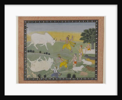 Krishna Defeating the Bull Demon by Indian School