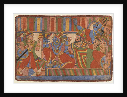 Krishna counsels the Pandava leaders, c.1830-50 by Indian School