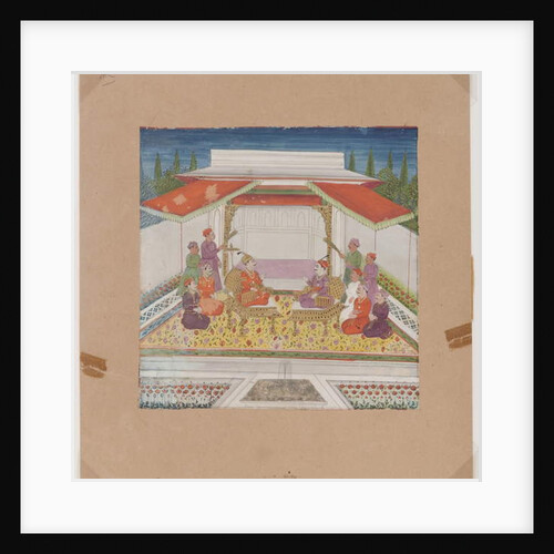 Seated figures and attendants before a fountain by Indian School