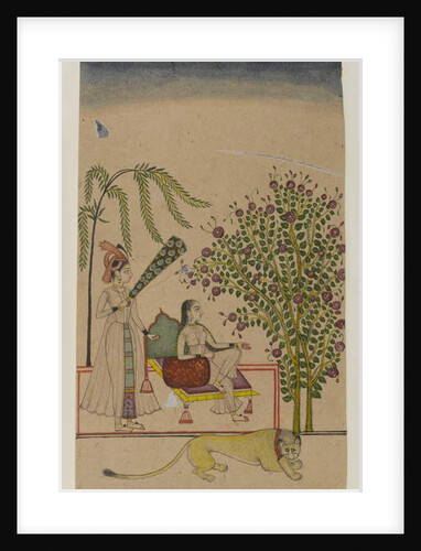 Seated Princess with Attendant and Lion, c.1750 by Indian School