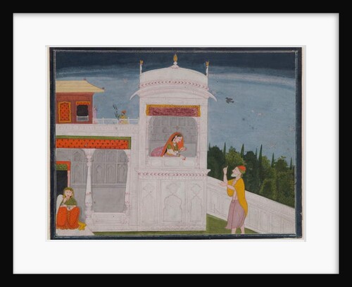 The Brahmin Sudama and Rukmini in a palace, page from the Sudama episode of Bhagavata Purana series, c.1800 or later by Indian School