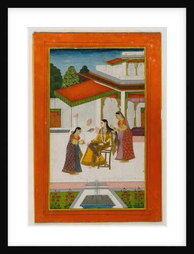 A lady receiving a messenger, mid 18th century by Indian School