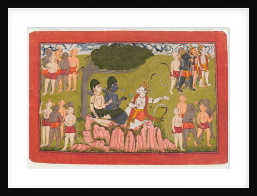 Rama and Lakshmana confer with Sugriva about the search for Sita, folio from a dispersed Ramayana series, c.1770-10 by Indian School