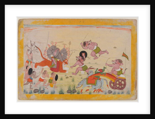 Mahasura attacks the Devi, folio from a dispersed Devi Mahatmya series, c.1770-80 by Indian School