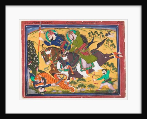 Maharaja Ram Singh hunting a tiger, second quarter of the 19th century by Indian School