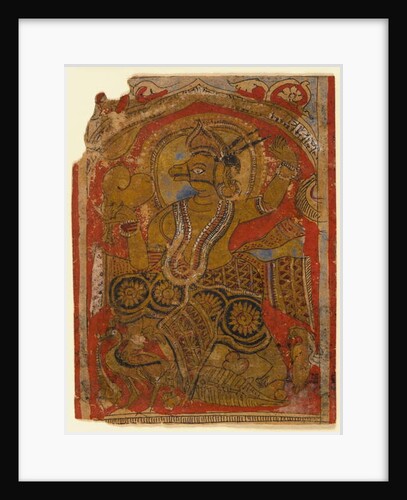 Harinegameshin carrying the embryo, fragment of a leaf from a dispersed Kalpasutra by Indian School