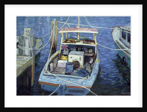 Old Fishing Launch at the Wharf, 1988 by Ted Blackall