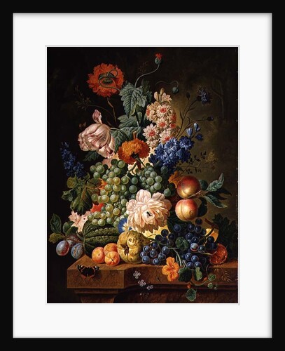 Fruit and Flowers on a Marble Table, 1794 by Paul Theodor van Brussel