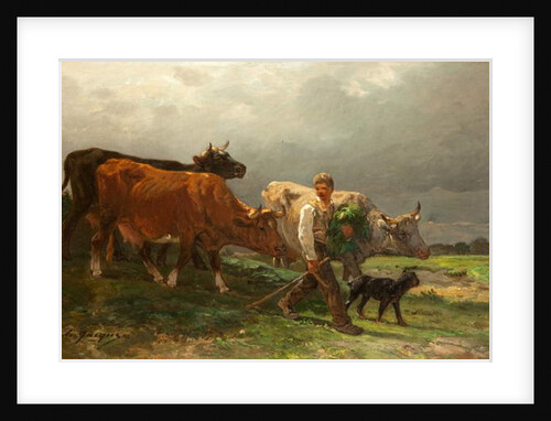 Breton Lad with Cattle by Julius Caesar Ibbetson