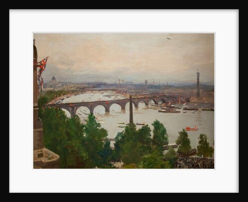 The River Pageant, as seen from the home of Sir James Barries, Adelphi Terrace, London, 4 August 1919, 1919 by John Lavery