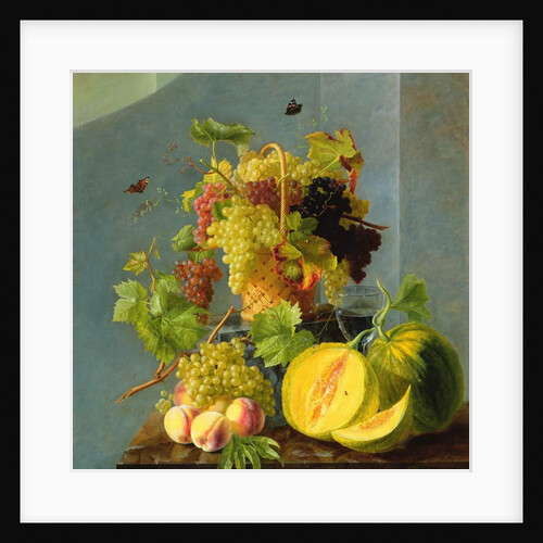 Still Life with Basket of Grapes & Melons, 1815 by Jean-Georges Hirn