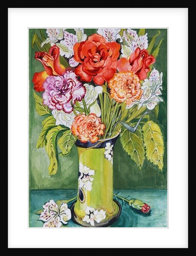 Carnations and Alstroemeria in an Art Nouveau Vase, 2011 by Joan Thewsey