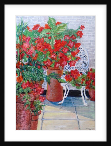 Geraniums and Petunias on the Terrace, 2011 by Joan Thewsey